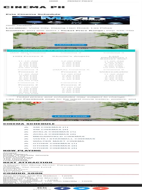 evia cinema schedule